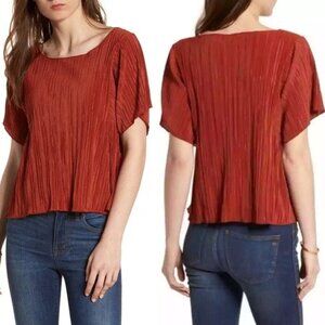 Madewell Rusty Red Texture & Thread Micropleat Top 35350